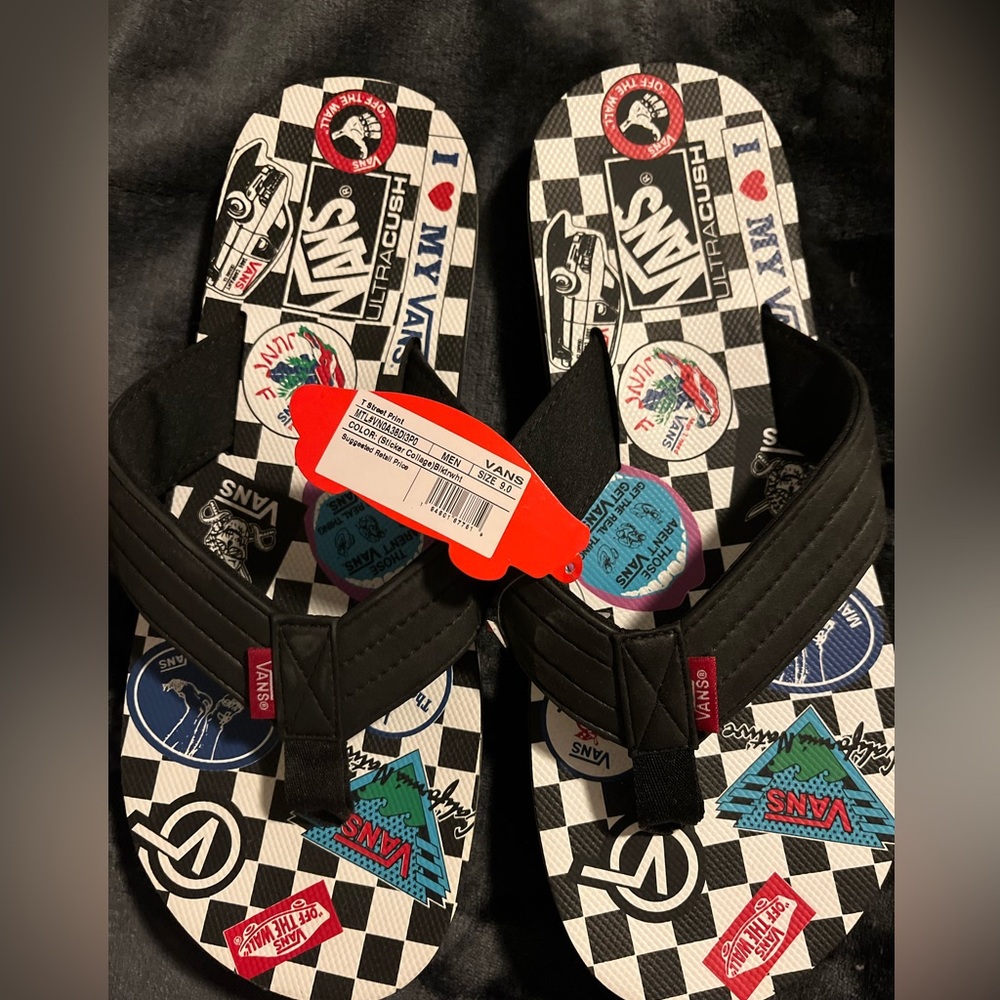 Vans Sandals MN T Street print Size 9 NWT